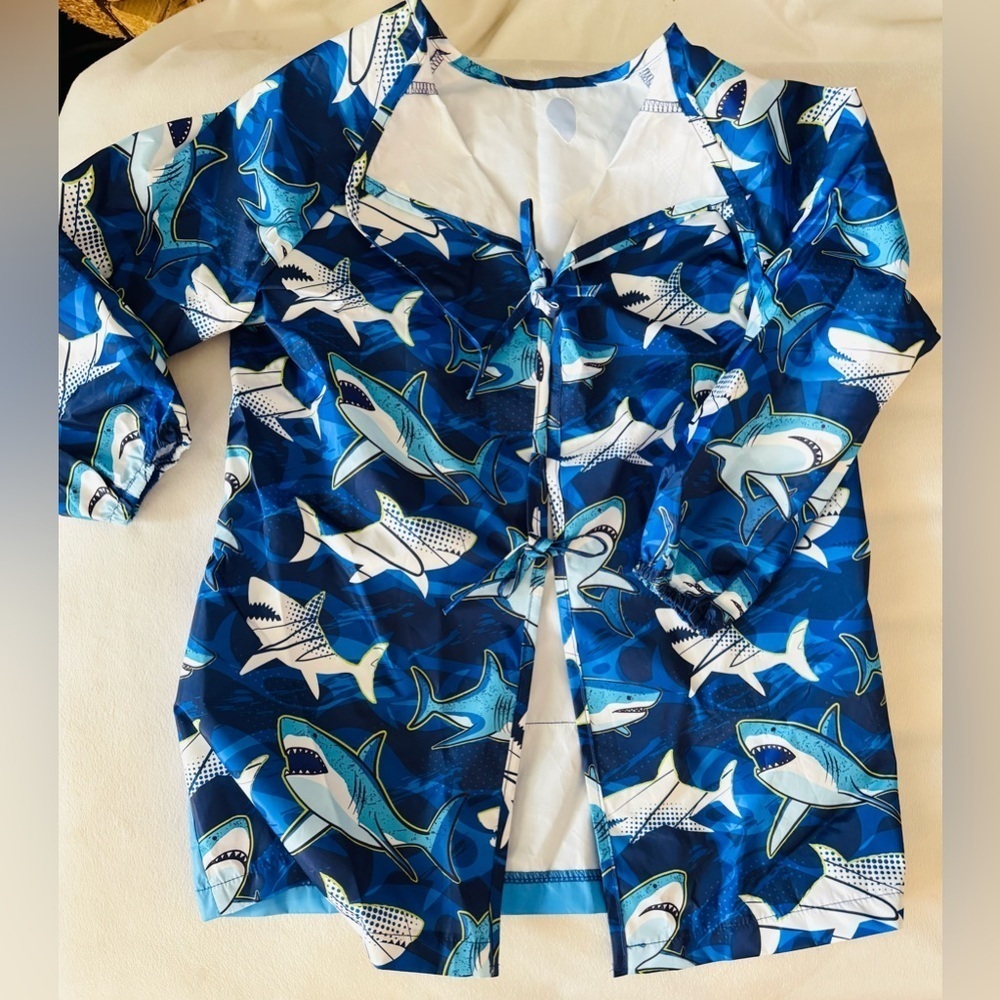 Shark Print Kids Art Smock